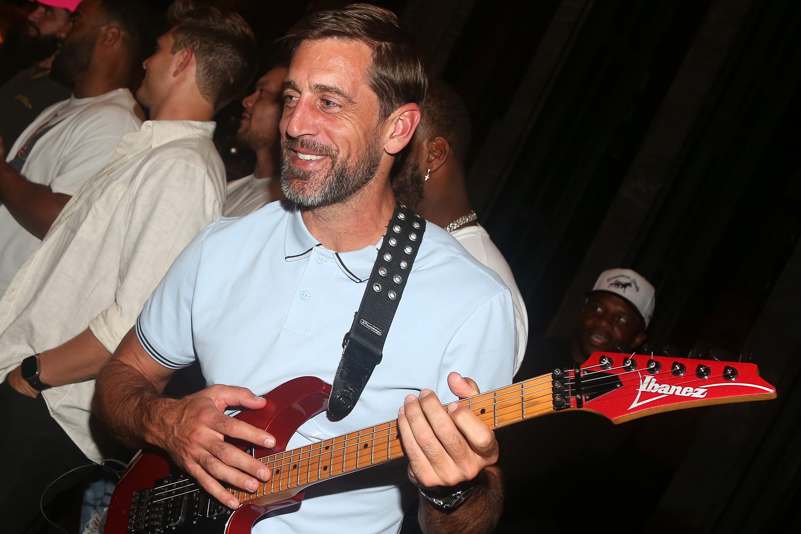 Aaron Rodgers backstage at the musical "MJ" on Broadway.