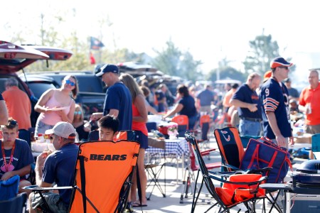 Fans tailgate prior to the game between the Chicago Bears and the Pittsburgh Steelers at Soldier Field on September 24, 2017 in Chicago, Illinois.