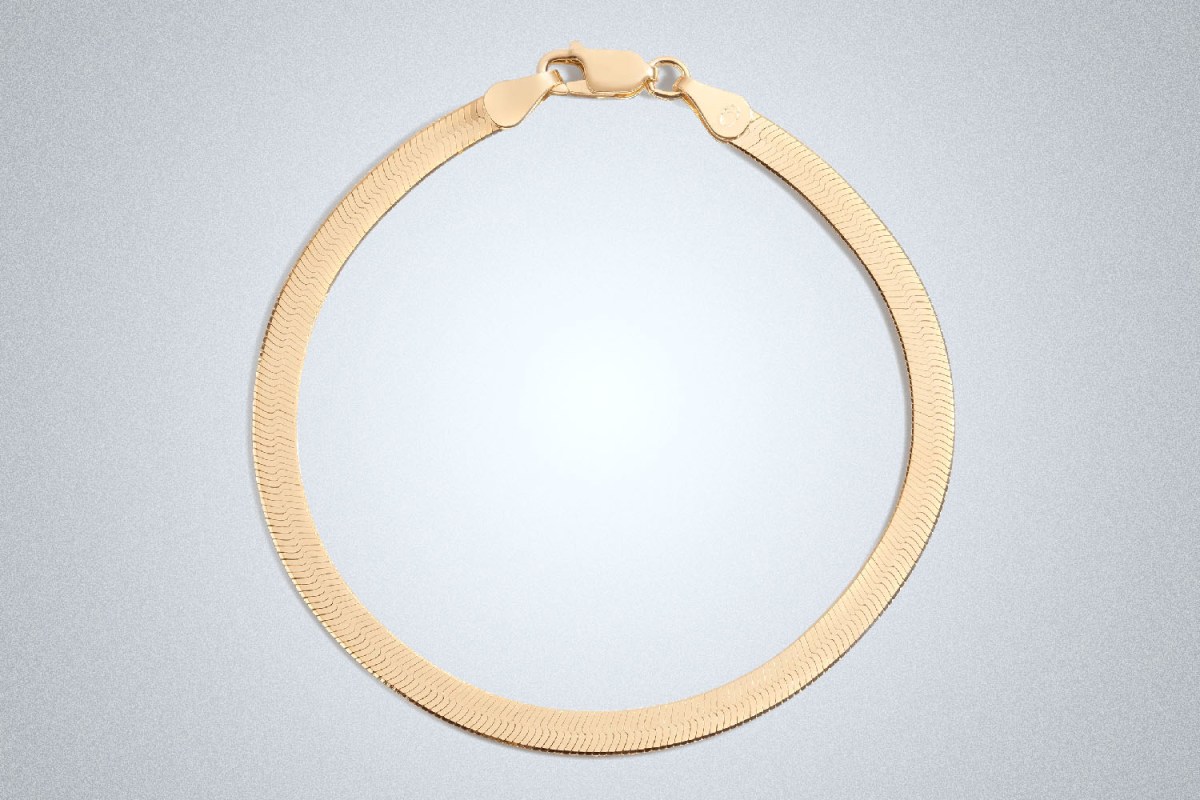 Aurate Gold Herringbone Chain Bracelet