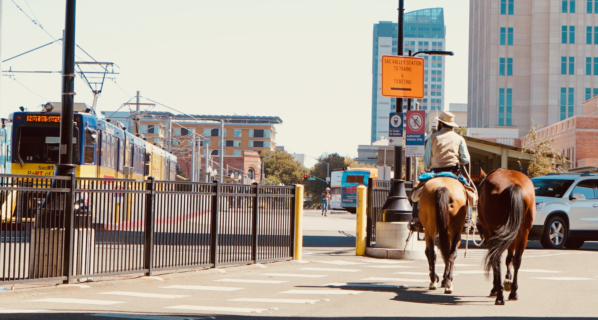 The Pony Express ended its horseback journey in Sacramento.