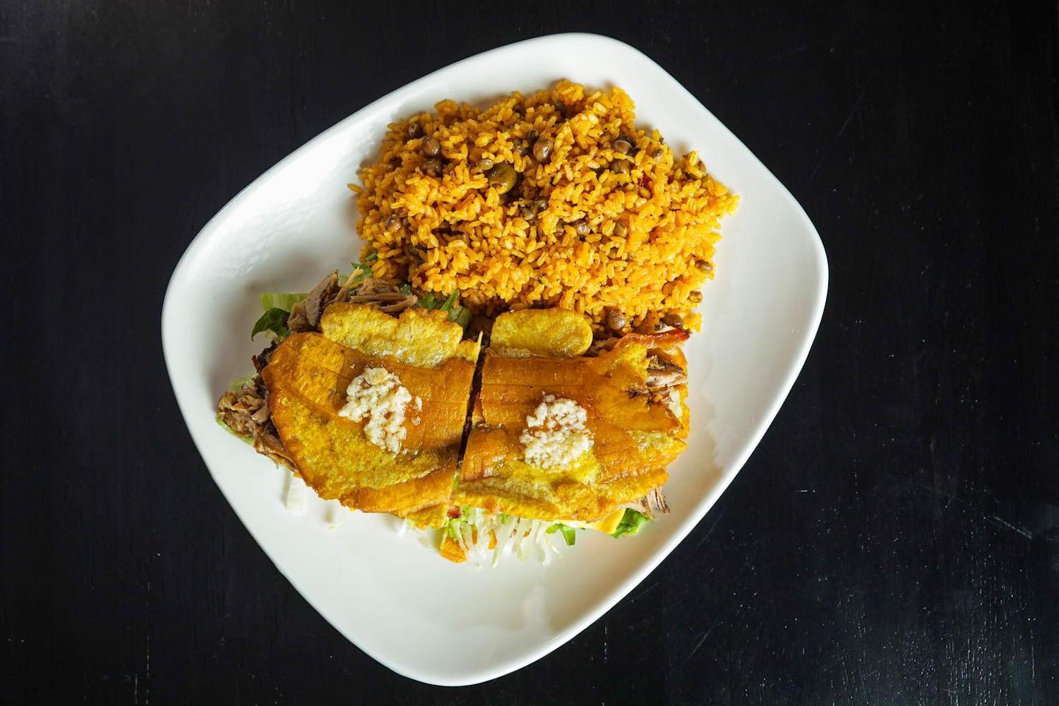 Sandwich and rice on a plate