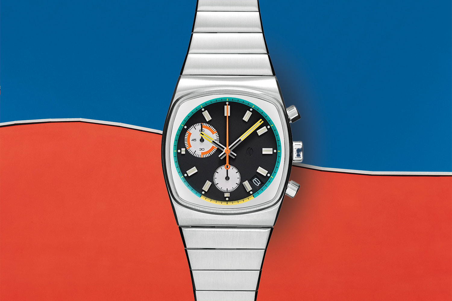 White, blue and black watch