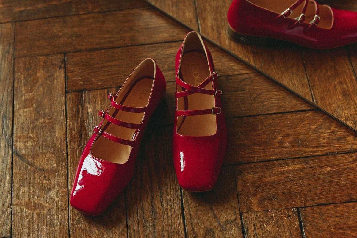 Red Mary Janes with Triple Strap