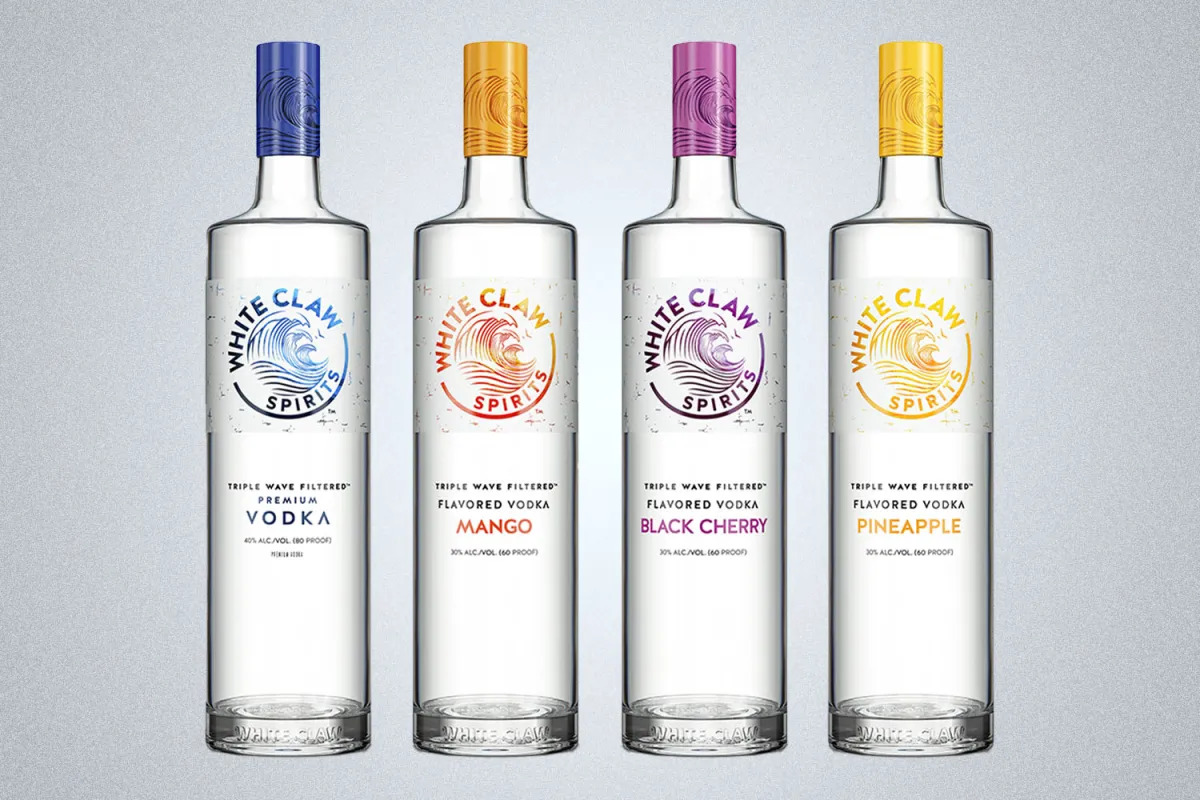 the four new bottles of White Claw vodka
