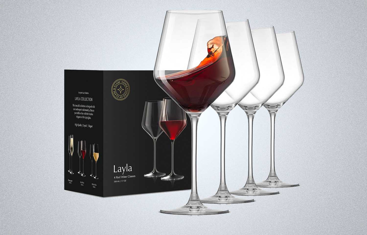 JoyJolt Layla Italian Red Wine Glasses