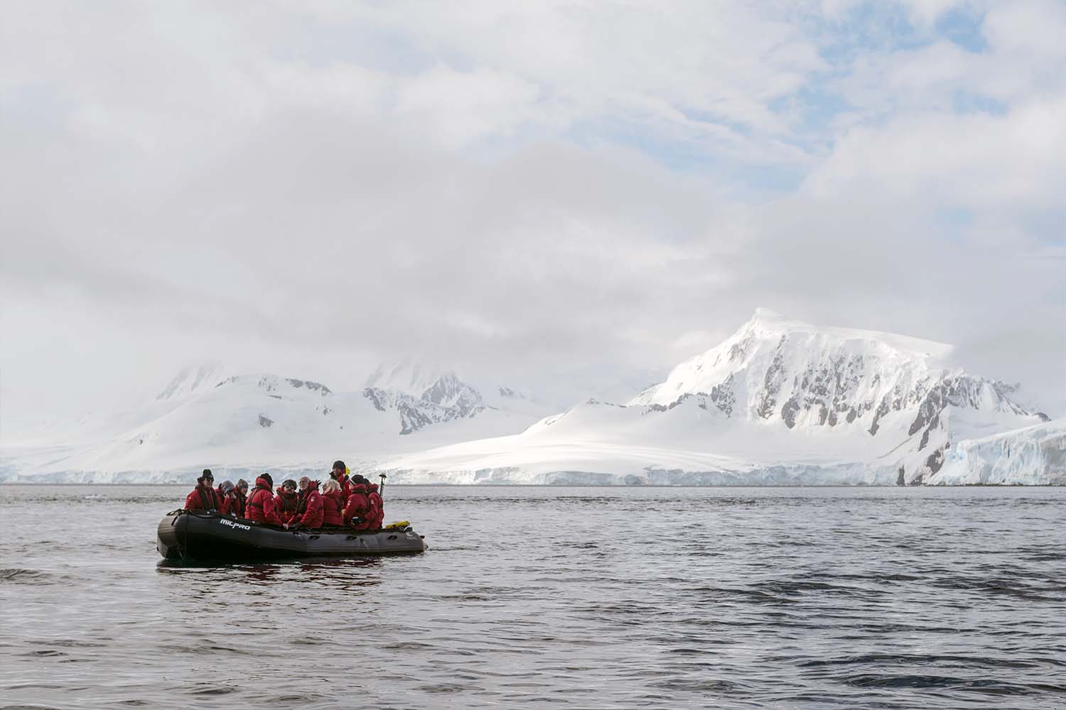 The Zodiacs zip around icebergs and inch up close to massive glaciers