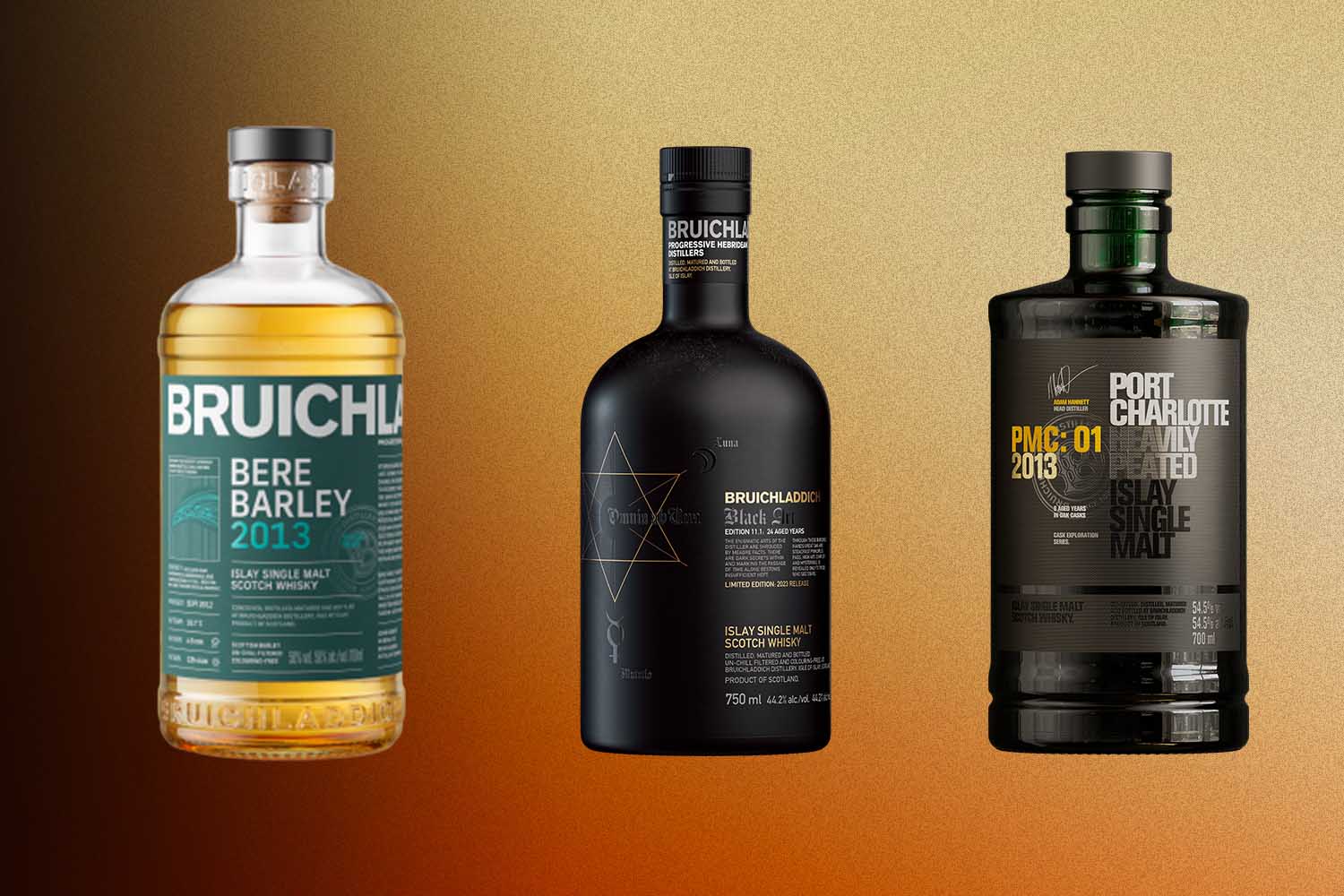 three bottles from Bruichladdich's annual limited releases