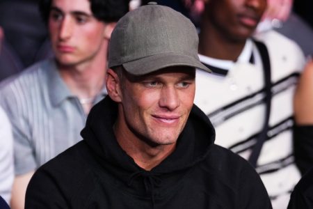 Tom Brady attends UFC 285 at T-Mobile Arena.