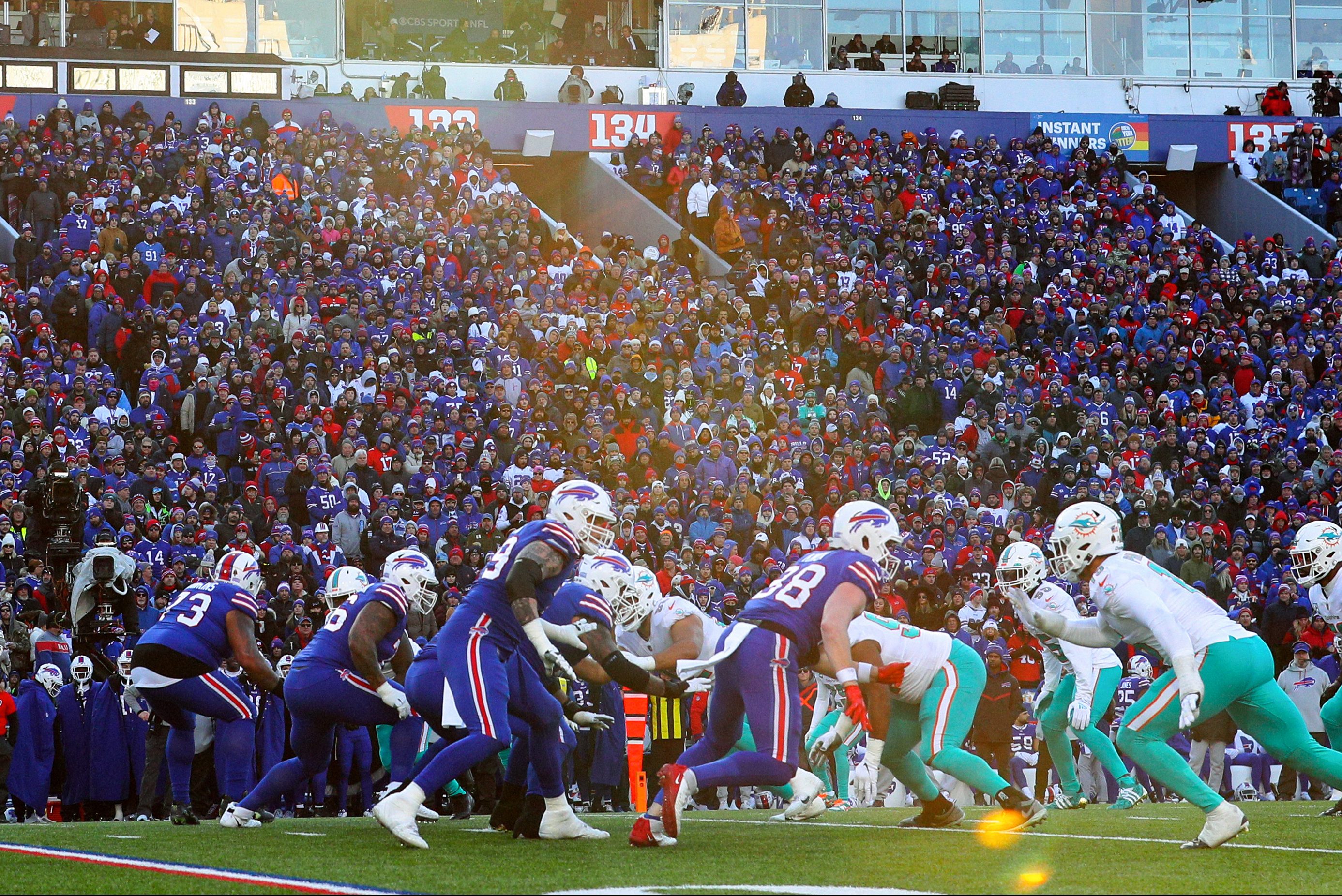 The Miami Dolphins and Buffalo Bills in the AFC Wild Card playoff game.