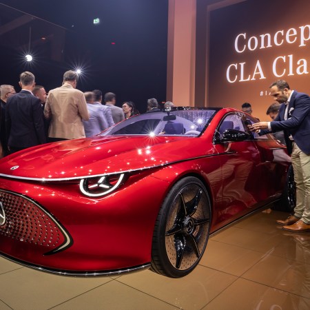 The Mercedes-Benz Concept CLA Class sedan at the IAA Mobility Show in Munich in 2023