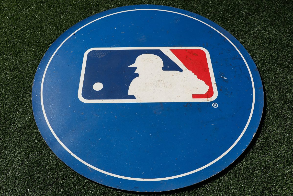 A general view of a Major League Baseball logo.