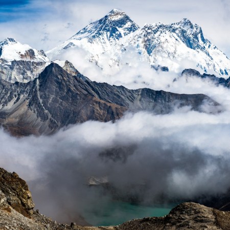 Mount Everest from a distance. Glamping is now an option for climbers.