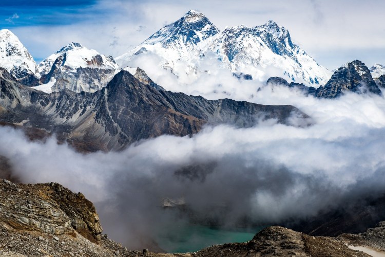Mount Everest from a distance. Glamping is now an option for climbers.