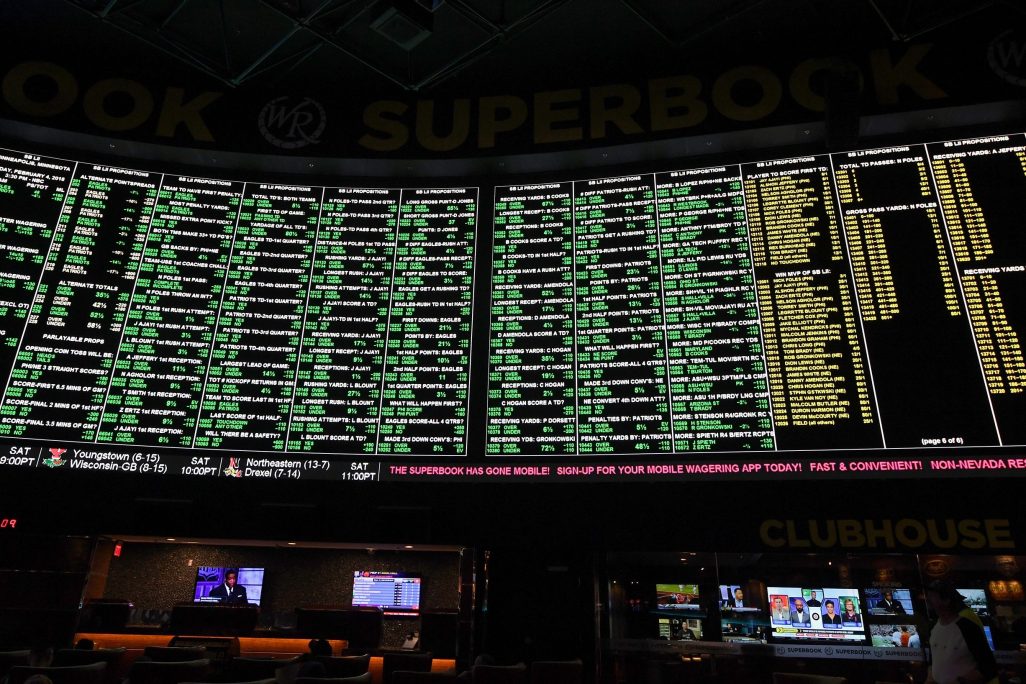 A display of prop bets for the Super Bowl.