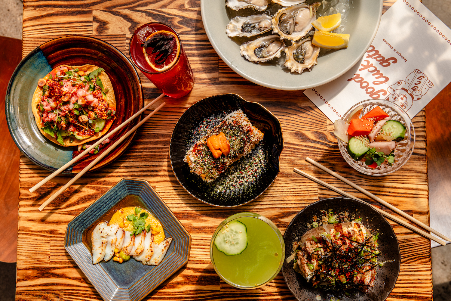 Spread of food on a table
