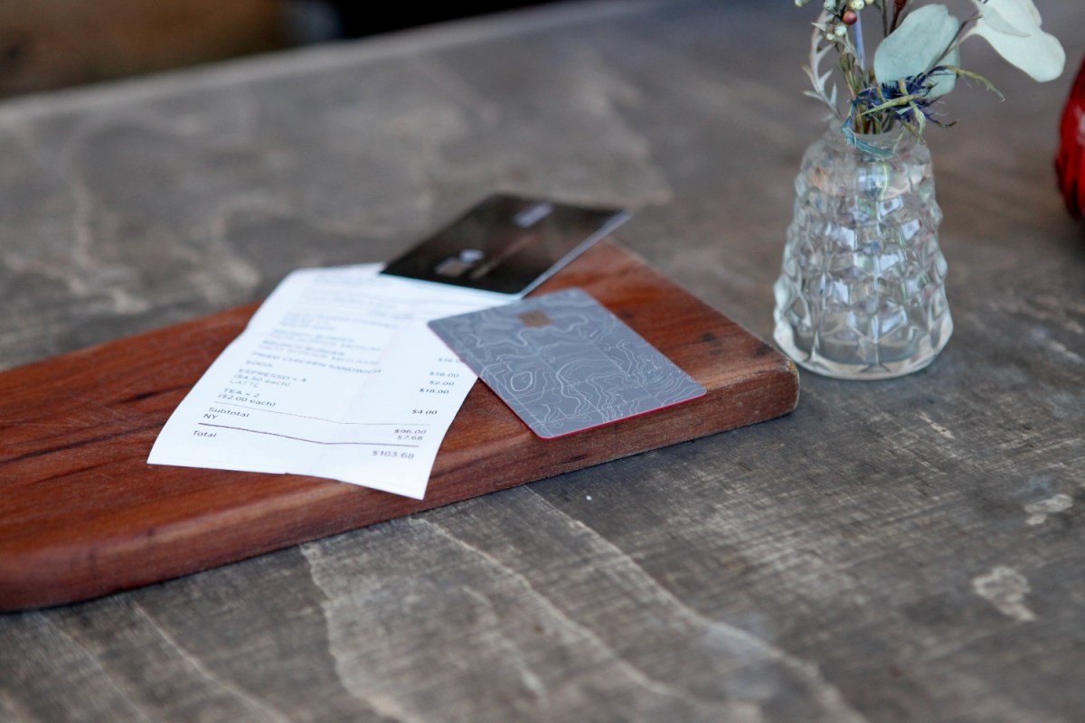 Restaurant check with credit cards