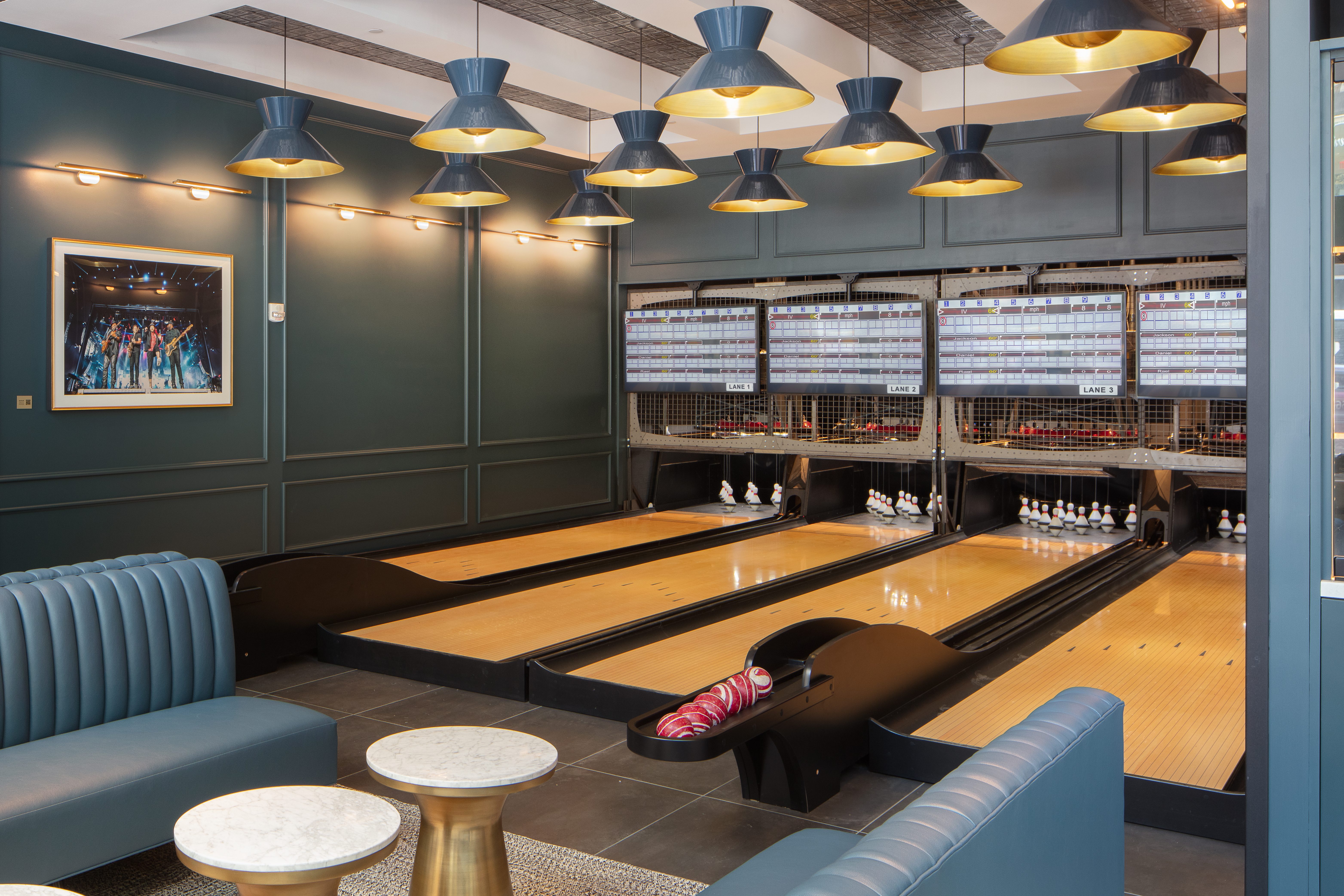 The duckpin bowling lanes at T-Sqaured Social.