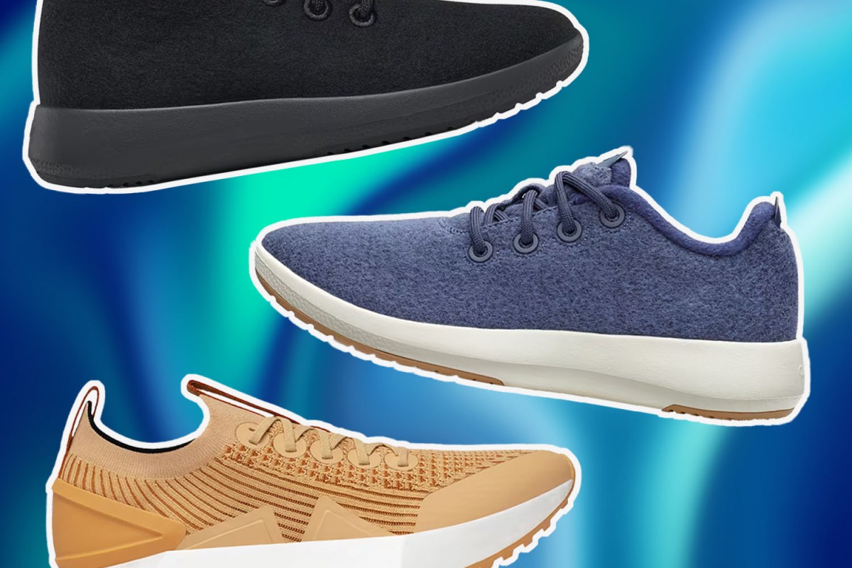 a collage of items from the Allbirds Black Friday Sale on a blue background