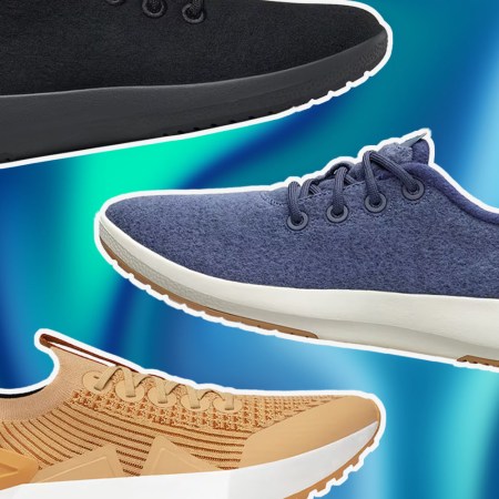 a collage of items from the Allbirds Black Friday Sale on a blue background