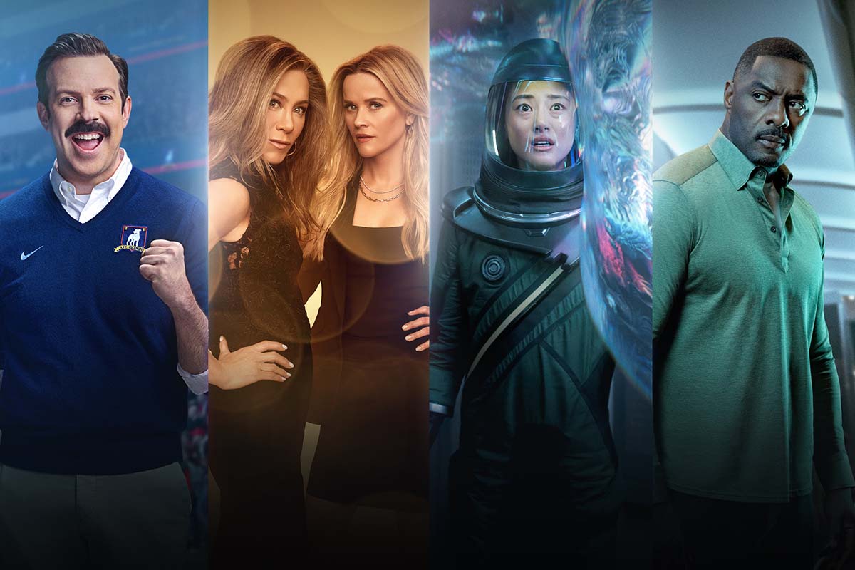 Posters from four popular shows on Apple TV Plus, which is increasing prices