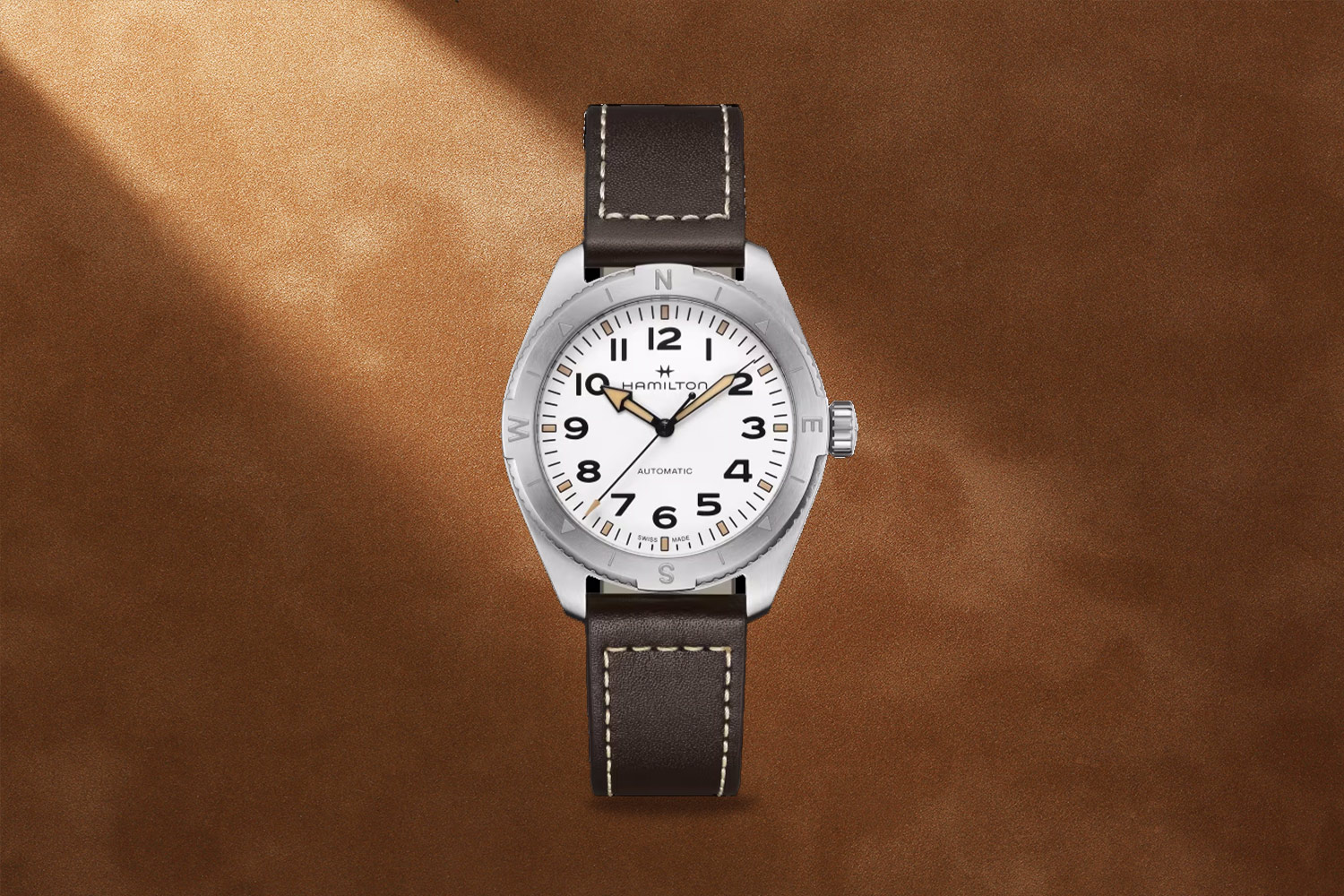 Brown and white watch