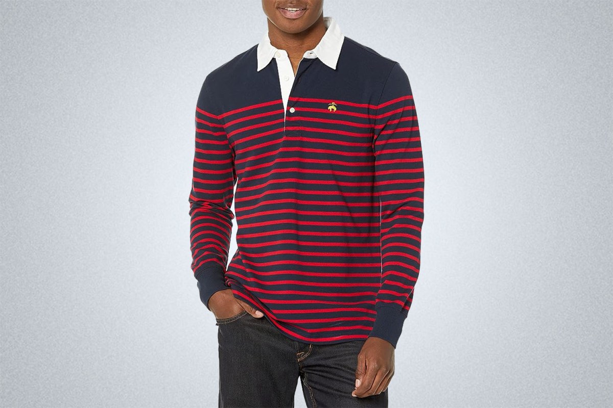 Brooks Brothers Supima Cotton Pique Long-Sleeve Stripe Polo Shirt