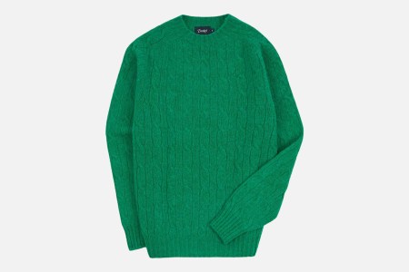Most Stylish: Drake’s Brushed Shetland Cable Knit Crew Neck Sweater