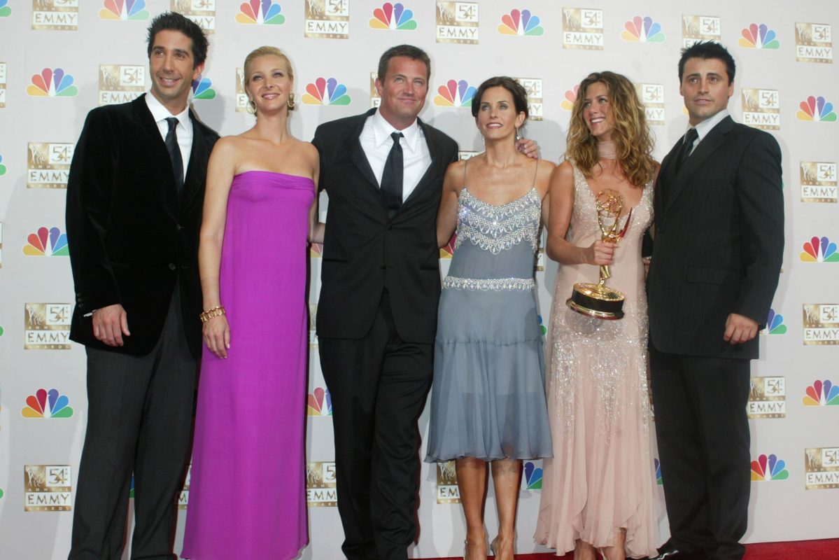 The cast of "Friends" at the 54th Annual Emmy Awards in 2002.