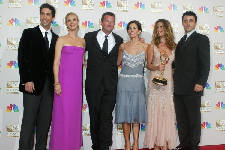 The cast of "Friends" at the 54th Annual Emmy Awards in 2002.