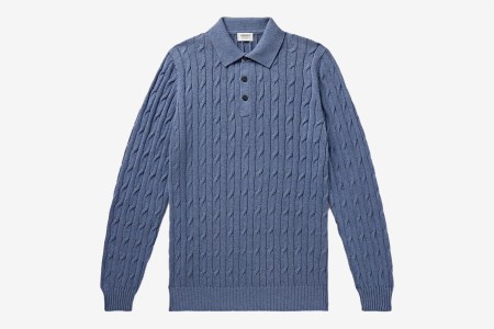 Ghiaia Cashmere Slim-Fit Cable-Knit Cotton Polo Shirt