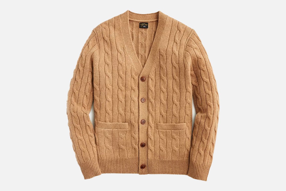 J.Crew Heavyweight Cashmere Cable-Knit Cardigan Sweater