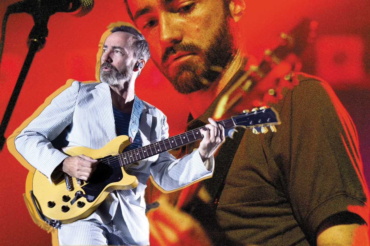 James Mercer of The Shins in 2022 and in 2004. The band's album "Chutes Too Narrow" is celebrating its 20th anniversary.