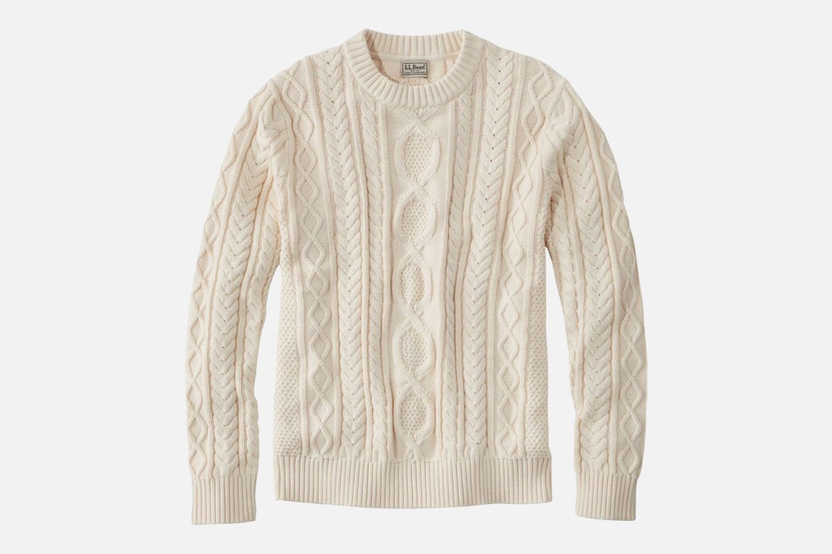 L.L. Bean Crewneck Heritage Soft Cotton Fisherman Sweater