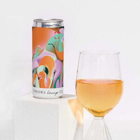 Nomadica Orange Wine in a can and in a glass