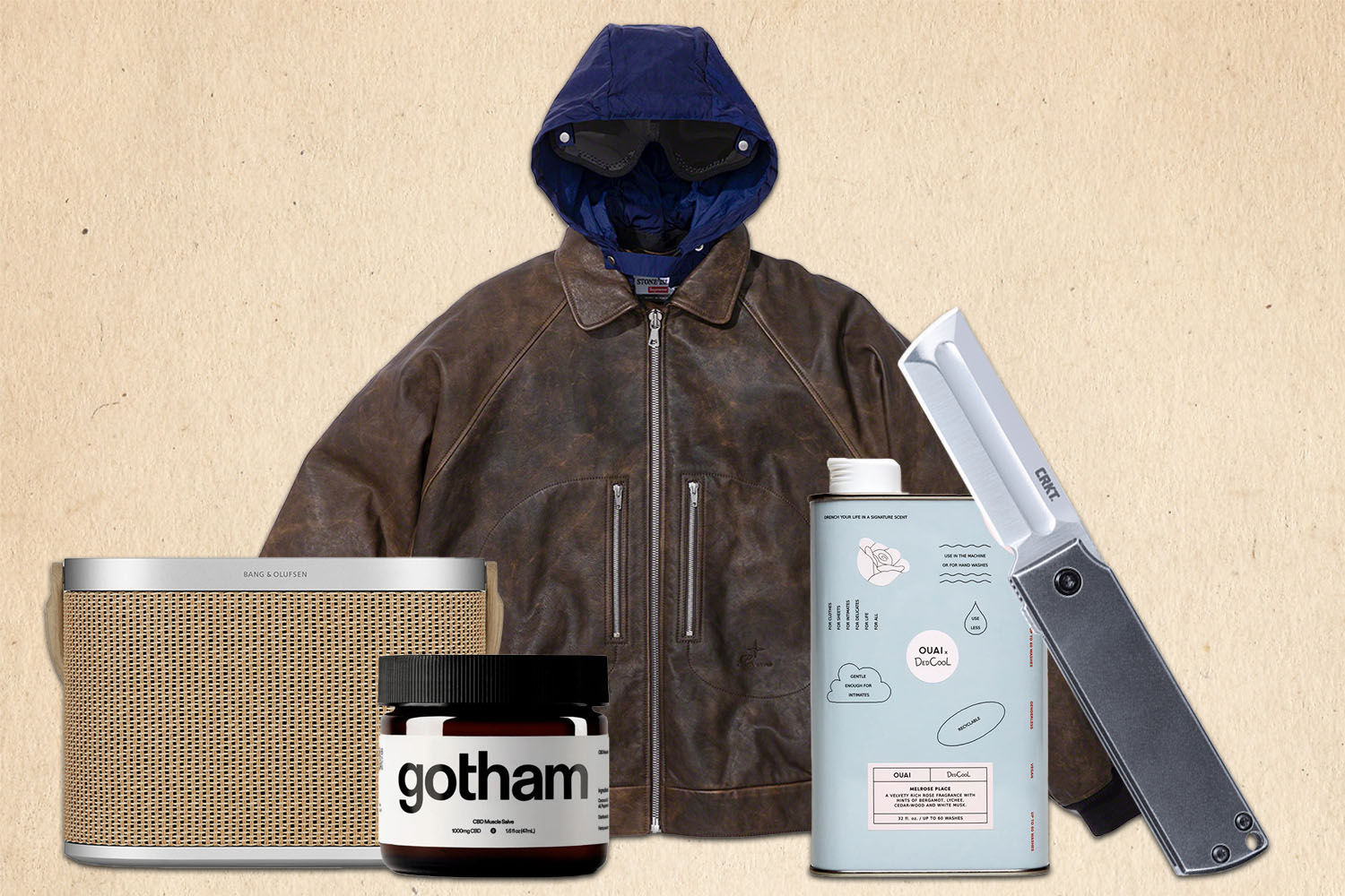 a collage of the products of the week on a tan background