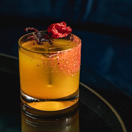 The Scorpio from Apothecary features charred-tomato and scorpion-pepper mezcal, gin, lime, pineapple, coconut water and turmeric.