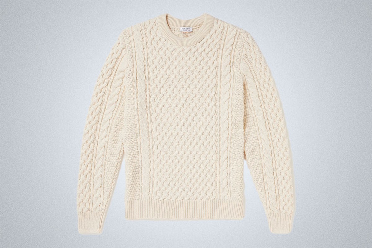 Sunspel Cable-Knit Merino Wool Sweater
