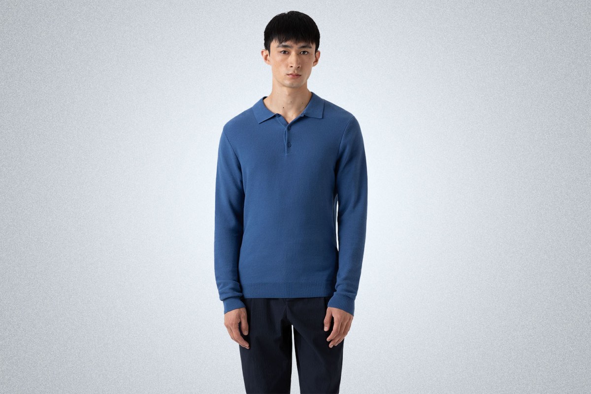 Sunspel Long Sleeve Knit Polo Shirt