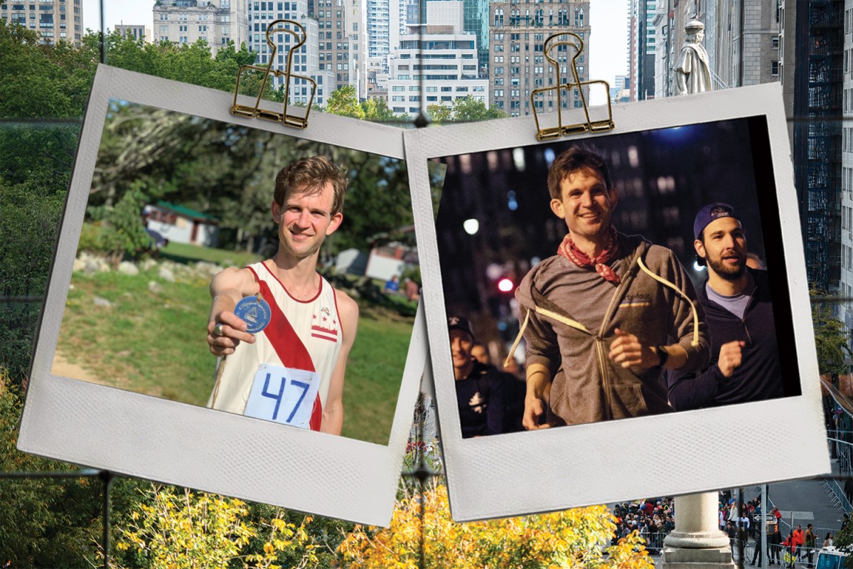 A collage of photos of Jamie Citron, who is running the NYC Marathon in 2023 for his family who survived the Highland Park shooting and as a member of Team Sandy Hook Promise