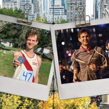 A collage of photos of Jamie Citron, who is running the NYC Marathon in 2023 for his family who survived the Highland Park shooting and as a member of Team Sandy Hook Promise