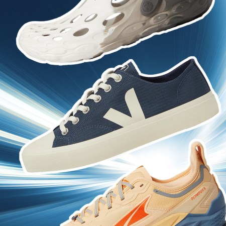 a collage of Zappos shoes on a blue background