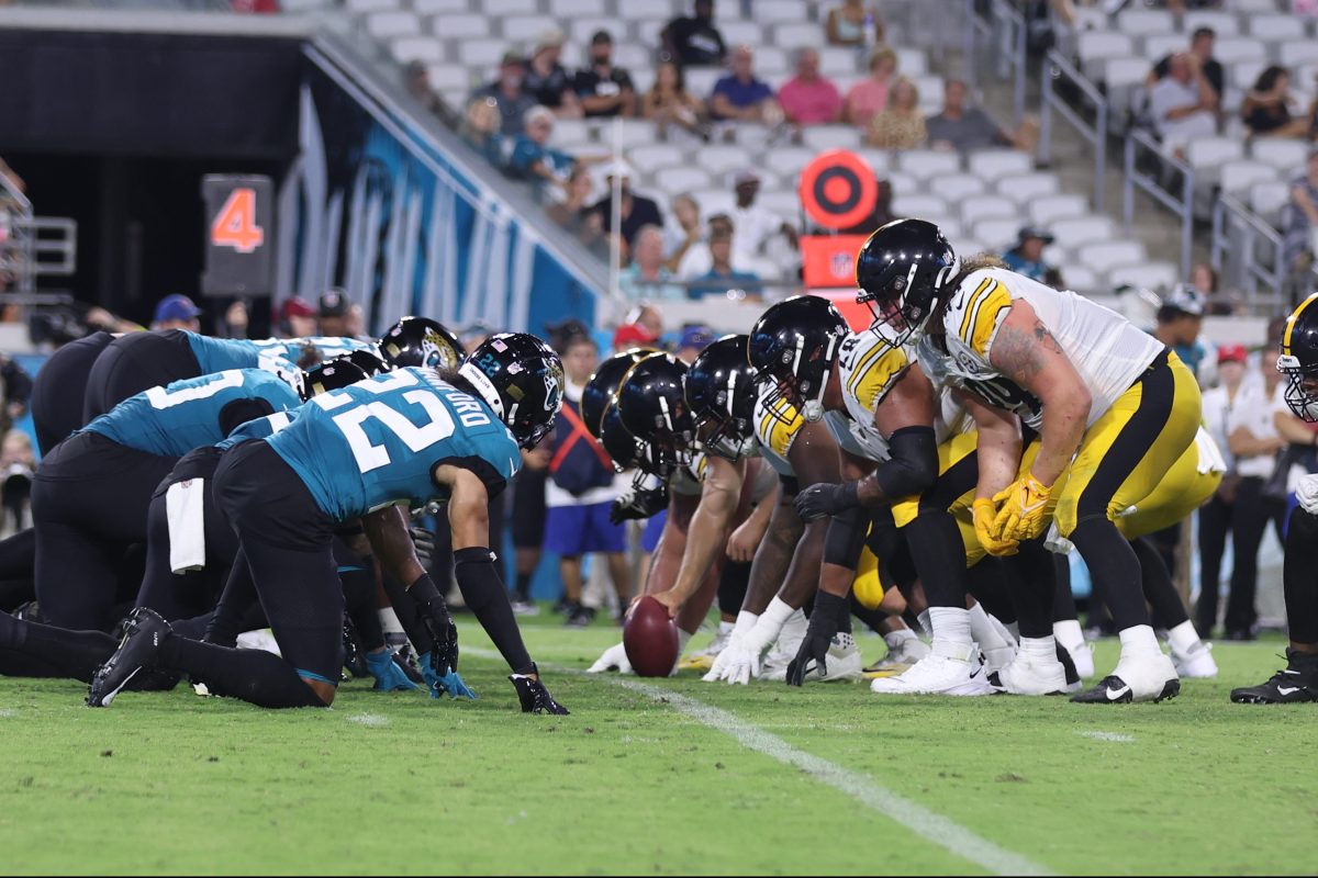 The Steelers line up against the Jaguars during the preseason.