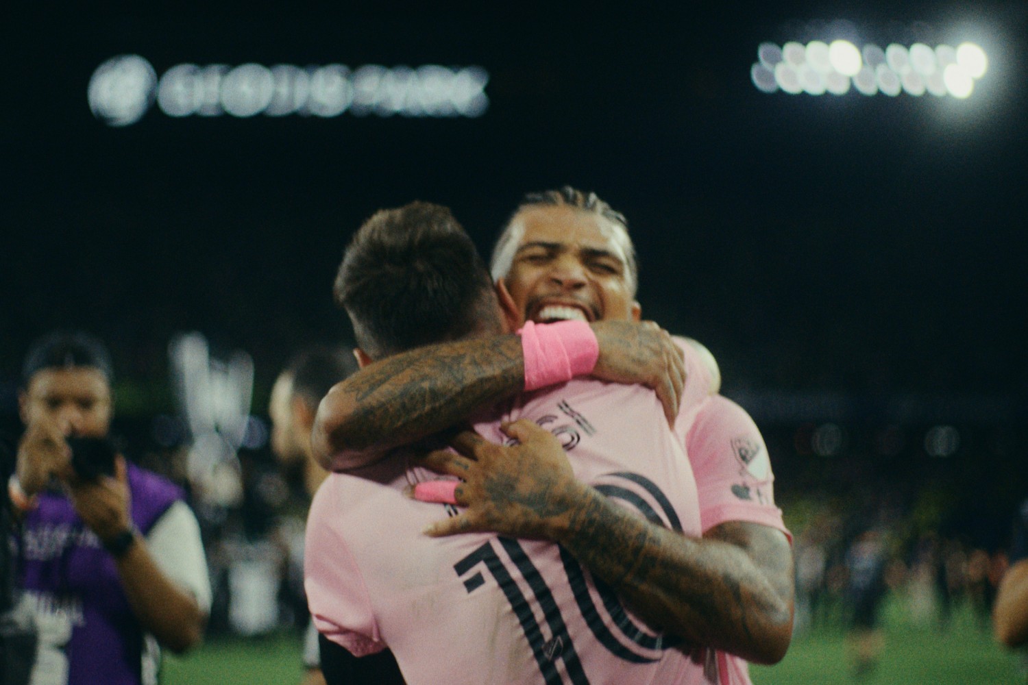Inter Miami teammates hugging