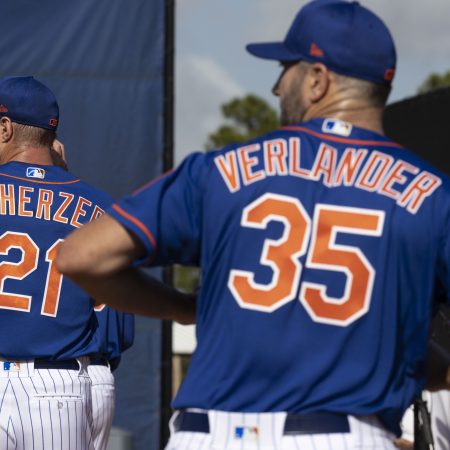 Ex-New York Mets pitchers Max Scherzer and Justin Verlander.