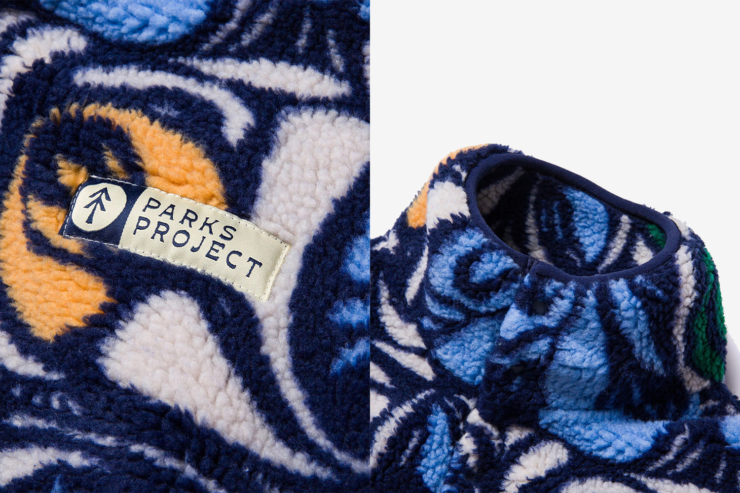 Details of the fleece on a Parks Project pullover