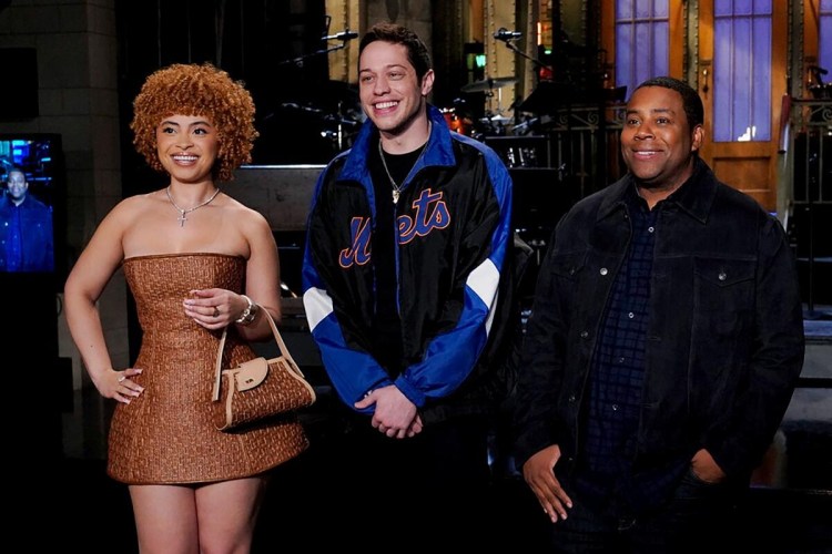 Ice Spice, Pete Davidson and Kenan Thompson promote the season premiere of "Saturday Night Live"