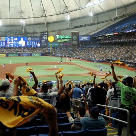 Tropicana Field during Game 1 of the 2023 Wild Card Series.
