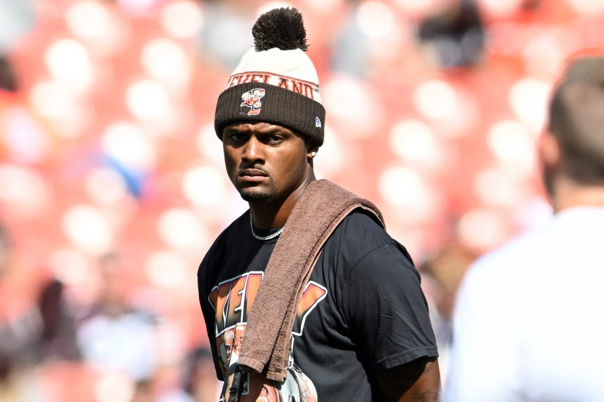 Deshaun Watson of the Cleveland Browns looks on prior to a game.