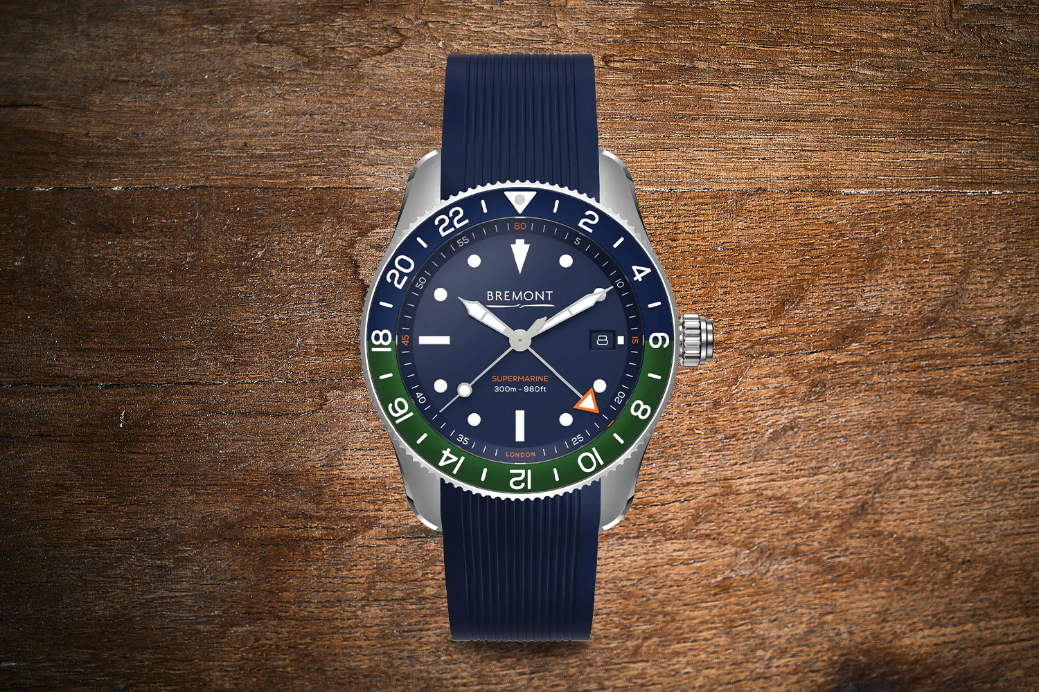 Navy blue and dark green watch
