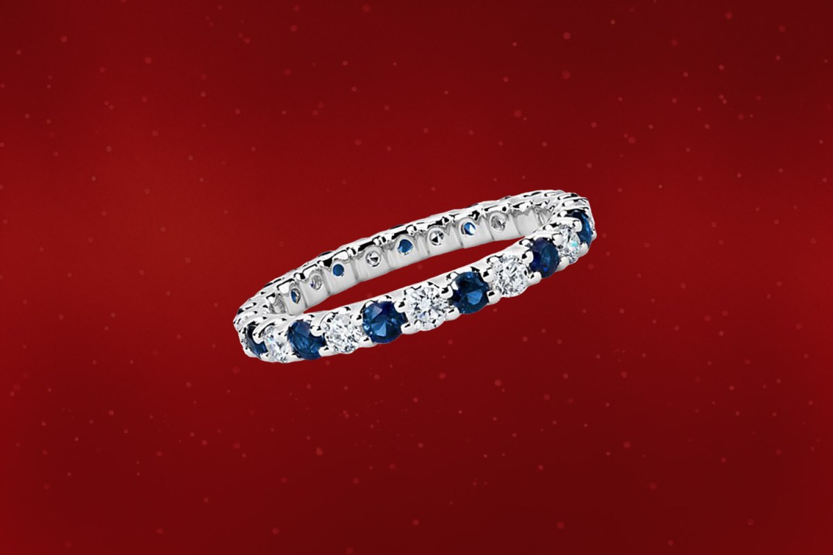 Blue Nile Luna Sapphire And Diamond Eternity Ring In 14k White Gold